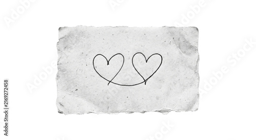фотографія Two hearts drawn on textured paper, symbolizing connection and love