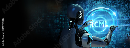 Robot Control Meta Language technology concept. RCML. 3d illustration