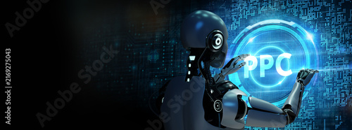 Business, Technology, Internet and network concept. PPC Pay per click payment. Technology digital marketing. 3d illustration