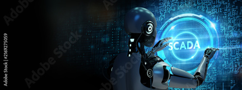System Supervisory Control And Data Acquisition technology concept. SCADA. 3d illustration