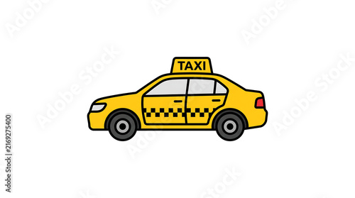 Yellow Taxi Cab Side View Icon