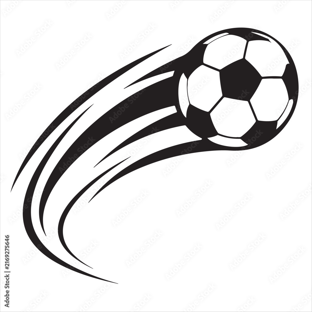 Fototapeta premium Flying Soccer Ball Motion Silhouette Vector Illustration
