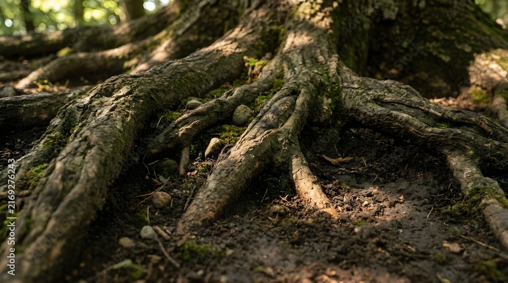 Fototapeta premium Tree Roots In Soil Grounding Symbol Nature