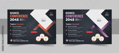 Online webinar promotion banner design for corporate business event, live webinar event invitation banner design layout
