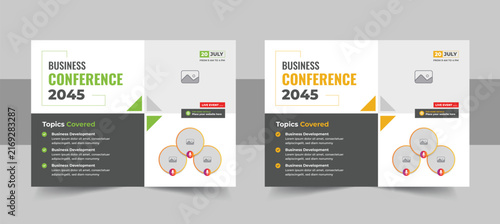 Corporate business workshop and technology conference flyer template or meeting & training promotion poster design layout