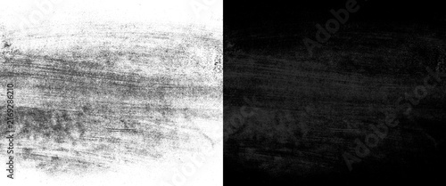 Canvastavla Distressed grunge texture set, black and white charcoal brush strokes, weathered