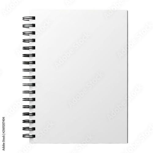Blank spiral notebook with pages for writing and drawing isolated on transparent background