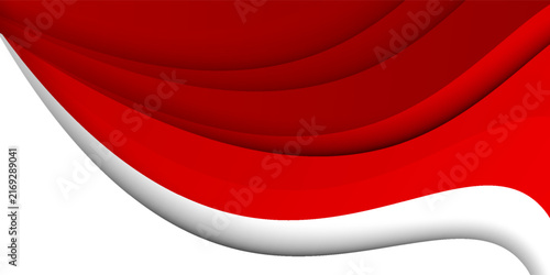 Modern 3D wave banner design featuring vibrant red overlapping layers.