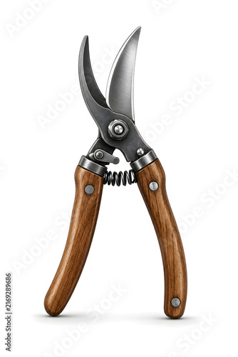 Fotografie Garden pruning shears secateurs isolated on white