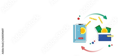 Bild auf Leinwand Cashback payment concept with digital wallet money and generous copyspace
