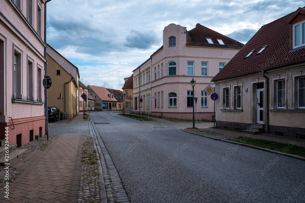 Fototapeta premium Historic main street in Kremmen, Brandenburg, Germany