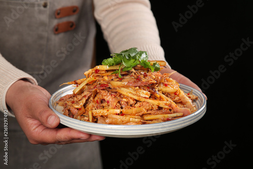 Obraz na płótnie Tianmu Salted Dried Bamboo Shoots Traditional Chinese Mountain Farmhouse Cuisine