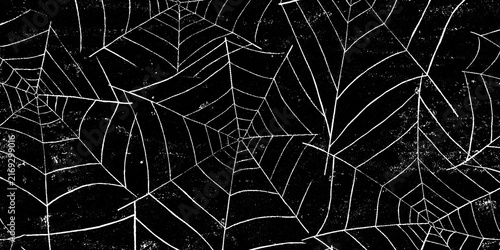 Fotografía Vintage spider web pattern on black background, spooky cobweb texture for Hallow