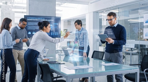 Man Interacting With Transparent Screen