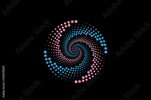 Abstract Dotted Spiral Vortex Pink and Blue Design