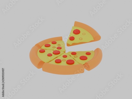 a 3d illustration of pizza with full topping