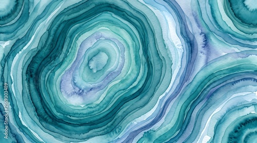 Teal blue watercolor agate geode ring pattern texture