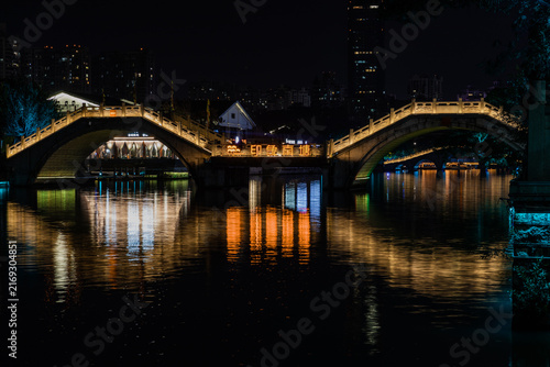 Nantang Ancient Bridges Night Scene, Wenzhou China