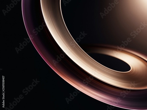 Fotografie A minimalist 3D render displays concentric curved metallic arcs overlapping in a