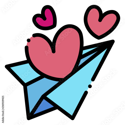 Love Message Send Communication Heart Share and Romance Vector Icons