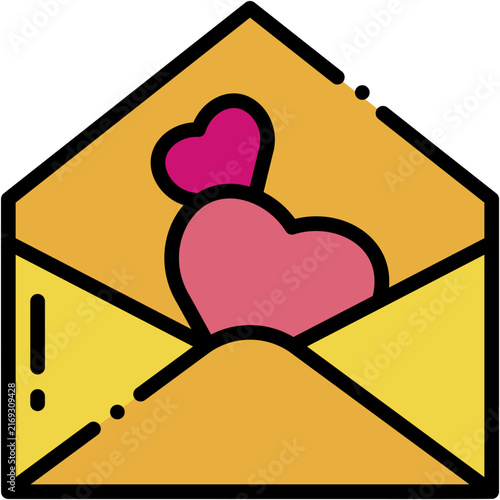 Love Letter Envelope Mail Message and Communication Vector Icons