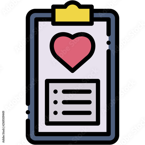 Love Notes Clipboard Checklist Planner and Organizer Vector Icons
