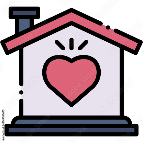 Love Home House Real Estate Property and Romance Vector Icons