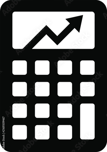 Calculator icon with trending up graph symbol