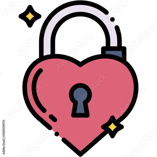 Heart Lock Love Security Privacy Protection and Safe Vector Icons