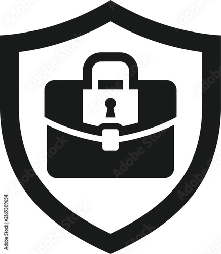 Shield with padlock security icon