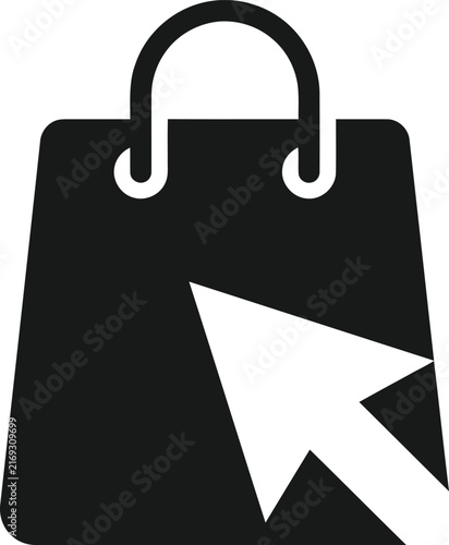 Shopping cart icon with mouse cursor click sign