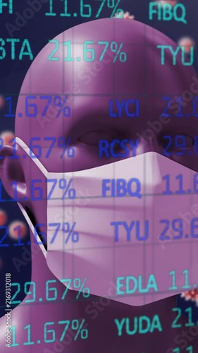 Stock market data processing against 3D human head model