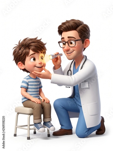 Young boy visiting a pediatrician for a health checkup.