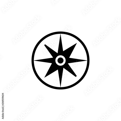 Simple black compass symbol pointing direction