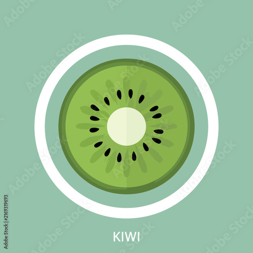 Stylized illustration of a kiwi fruit slice