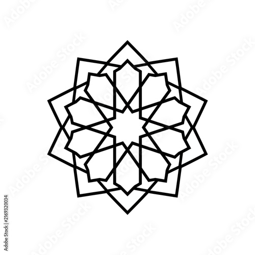 Black geometric Islamic star pattern design