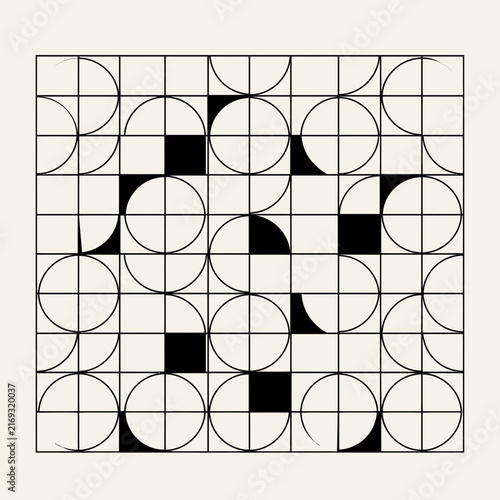 Geometric Art Deco Pattern With Circles and Squares