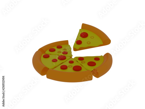 a 3d illustration of pizza with full topping