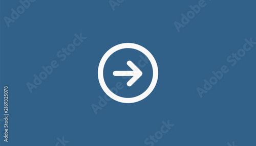 White right pointing arrow icon enclosed in a circle symbol on a solid dark blue background.