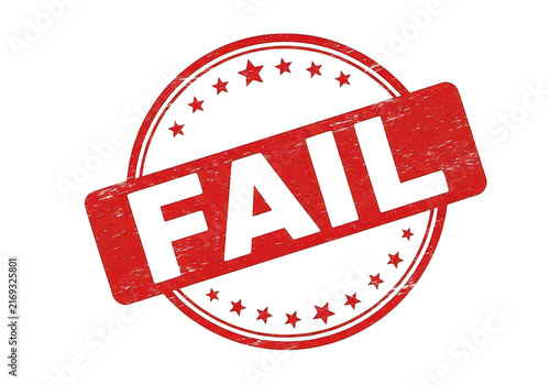 Red fail rubber stamp icon with grunge texture isolated on transparent background