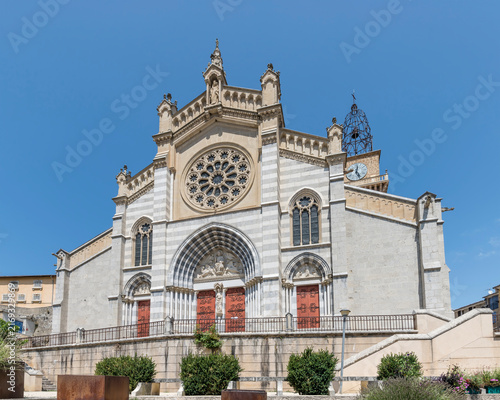 Saint-Jerome cathedral main facade, Digne, France