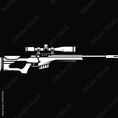 Bild auf Leinwand Sniper Rifle Silhouette – Precision Shooting Weapon