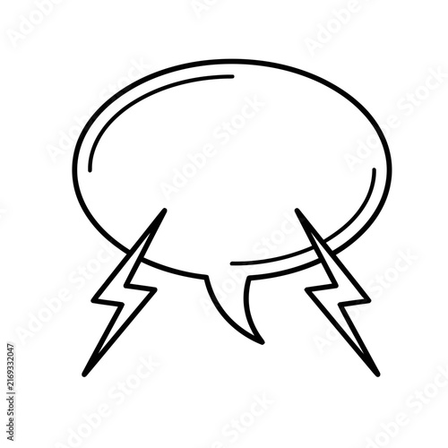 Speech bubble with lightning bolts