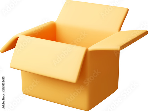 3D Open cardboard box icon