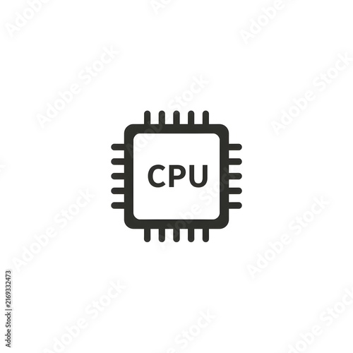 CPU Central Processing Unit Microchip Vector Icon Isolated on White Background