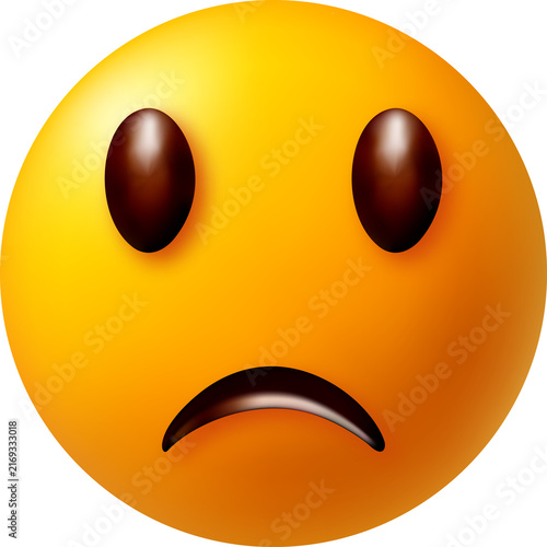 3D Sad Yellow Emoji With Unhappy Expression