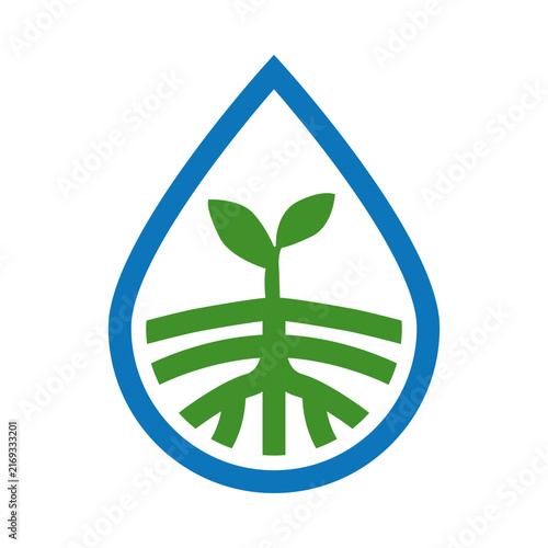 Eco Water Drop Logo with Green Plant and Sustainable Agriculture Symbol for Environmental Conservation Water and Natural Branding