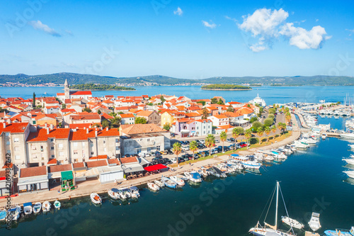 Aerial view of popular touristic destination Biograd na Moru on Adriatic sea in Croatia