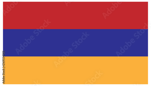 Quadro su tela National flag of Armenia is a horizontal tricolor made of three equal stripes: red on top, blue in the middle, and orange on the bottom, Flag of armenia with round, heart and rectangular shapes