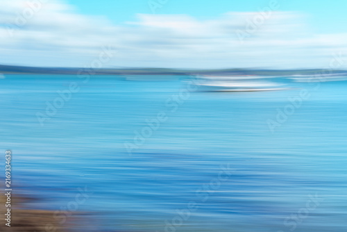 Coastal Impressionism boats in bay at Russell blurred effect using intentional camera movement